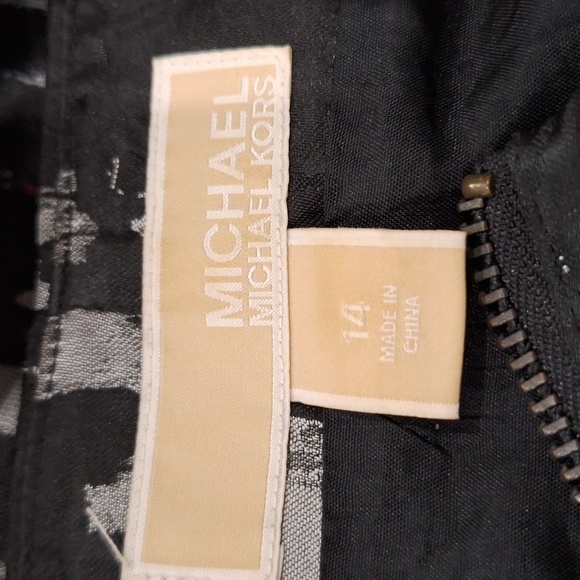 Michael Kors Preppy Black & Gray Abstract Cityscape Zip Front Designer Dress -14 - Picture 10 of 13